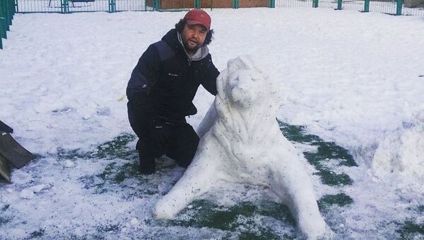 Астанчанин Бектур Майрин создает фигуры из снега  - Sputnik Казахстан