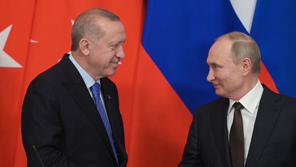 Президент РФ Владимир Путин и глава Турции Реджеп Эрдоган - Sputnik Казахстан