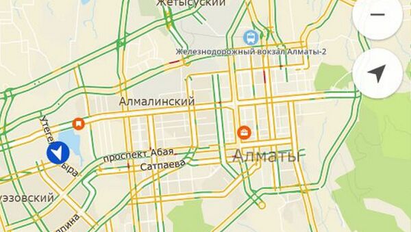 Скриншот страницы с пробками на дорогах Алматы сервиса 2GIS - Sputnik Казахстан