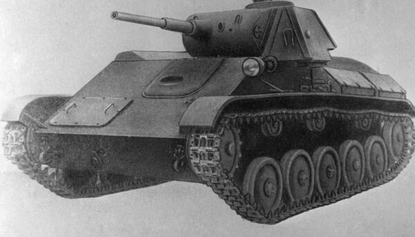 Репродукция рисунка легкого танка Т-70 из собрания музея бронетанковых войск СССР - Sputnik Казахстан