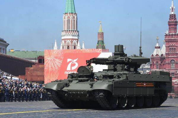 Боевая машина поддержки танков (БМПТ) Терминатор во время военного парада Победы - Sputnik Қазақстан