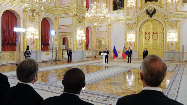 Архивное фото президента РФ В.Путина во время церемонии вручения верительных грамот у послов иностранных государств - Sputnik Казахстан