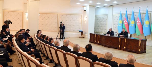 Итоговый брифинг по визиту Нурсултана Назарбаева в Азербайджан Итоговый брифинг по визиту Нурсултана Назарбаева в Азербайджан - Sputnik Казахстан