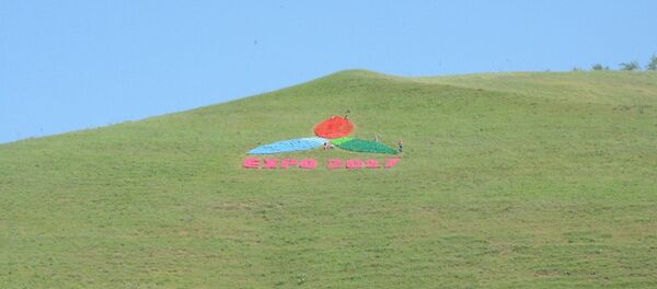 Логотип ЭКСПО установлен на перевале в ЮКО Логотип ЭКСПО установлен на перевале в ЮКО - Sputnik Казахстан