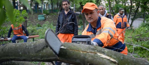 Ликвидация последствий смерча в Москве Ликвидация последствий смерча в Москве - Sputnik Казахстан