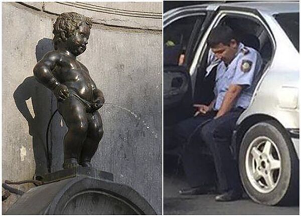 Интернет-пользователи распространяют в соцсетях и комментариях всевозможные мемы на тему писающего полицейского - Sputnik Казахстан