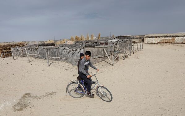 Мальчик едет на велосипеде в деревне вблизи Аральского моря - Sputnik Казахстан