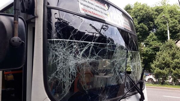 Разбитое стекло автобуса, архивное фото - Sputnik Казахстан