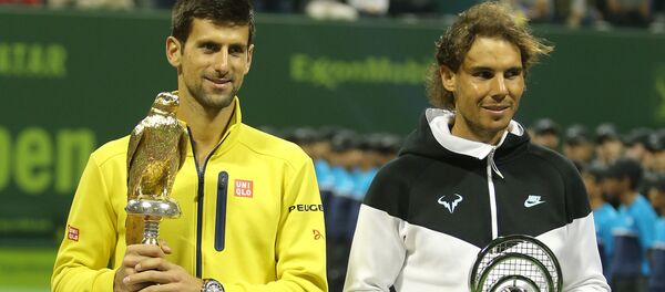 Легенды тенниса - испанец Рафаэль Надаль и серб Новак Джокович , архивное фото Легенды тенниса - испанец Рафаэль Надаль и серб Новак Джокович , архивное фото - Sputnik Казахстан