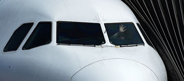 Пилот в кабине самолета, архивное фото - Sputnik Казахстан