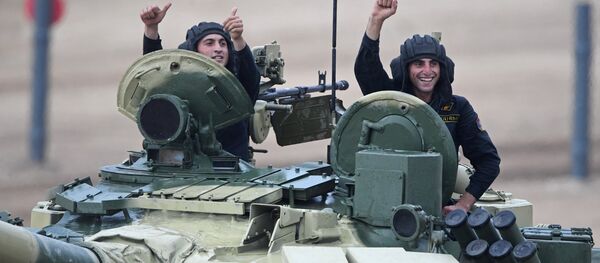 Команда Армении на 1-м этапе конкурса Танковый биатлон — Индивидуальная гонка Команда Армении на 1-м этапе конкурса Танковый биатлон — Индивидуальная гонка - Sputnik Казахстан