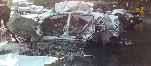 Столкновение автомобилей в Айнабулаке-2 Столкновение автомобилей в Айнабулаке-2 - Sputnik Казахстан