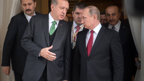 Президент РФ Владимир Путин и президент Турции Реджеп Тайип Эрдоган, архивное фото - Sputnik Казахстан
