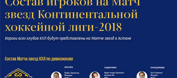 Состав игроков на Матч звезд КХЛ в Астане Состав игроков на Матч звезд КХЛ в Астане - Sputnik Казахстан