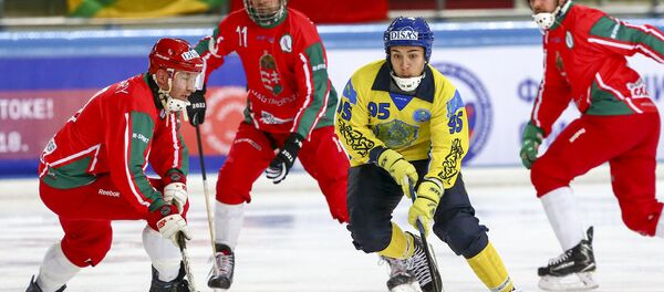 Матч на чемпионате мира по хоккею с мячом-2018 в Хабаровсе между сборными Казахстана и Венгрии - Sputnik Казахстан