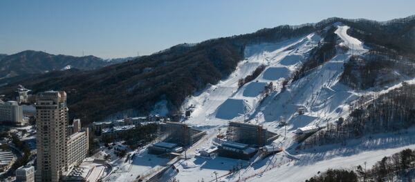 Общий вид на снежный парк в Пхенчхане, где пройдут соревнования по фристайлу и сноуборду - Sputnik Казахстан