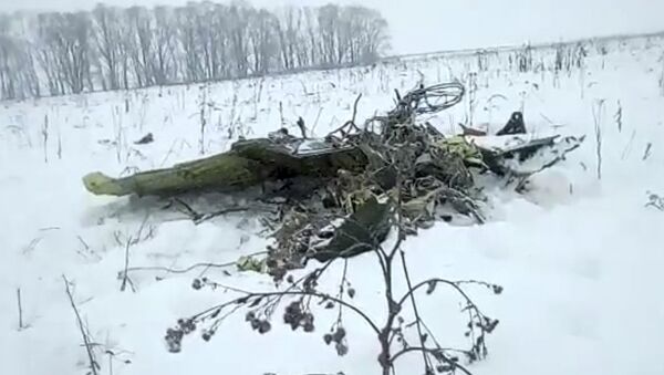 Часть самолета Ан-148 «Саратовские авиалинии Ан-148», разбившегося после взлета из московского аэропорта Домодедово - Sputnik Казахстан