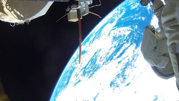Фото рекордного выхода в открытый космос космонавтов А. Мисуркина и А. Шкаплерова - Sputnik Казахстан