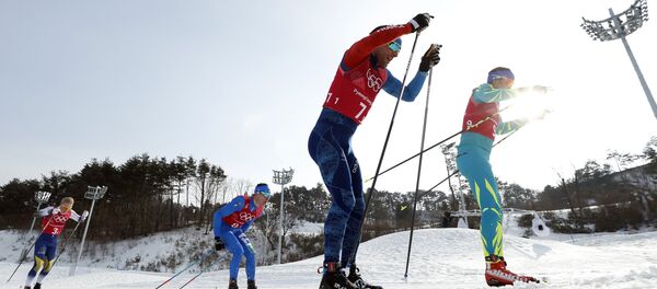 Алексей Полторанин во время соревнований по лыжным гонкам в Пхенчхане, 24 февраля 2018 Алексей Полторанин во время соревнований по лыжным гонкам в Пхенчхане, 24 февраля 2018 - Sputnik Казахстан