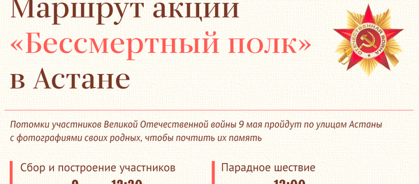 Маршрут Бессмертного полка в Астане Маршрут Бессмертного полка в Астане - Sputnik Казахстан