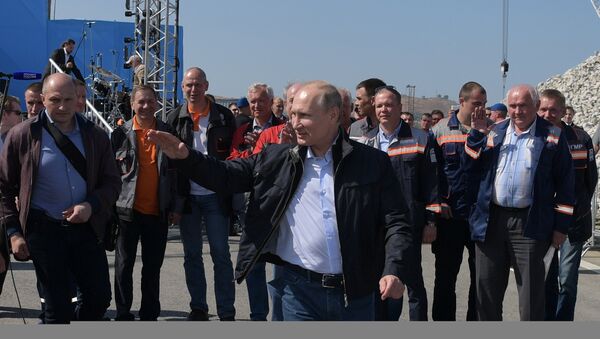 Президент РФ В. Путин принял участие в открытии Крымского моста - Sputnik Казахстан