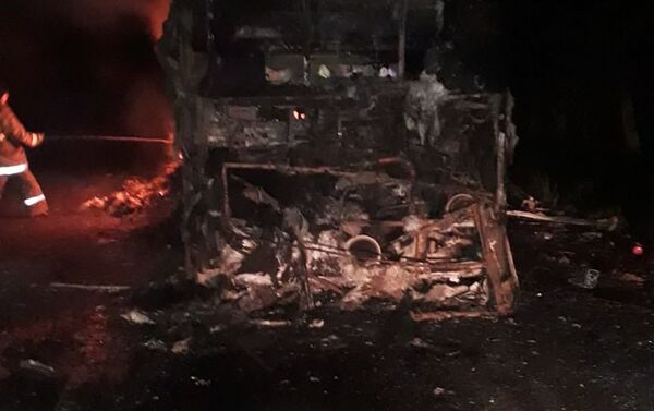 Пассажирский автобус сгорел в Алматинской области - Sputnik Казахстан