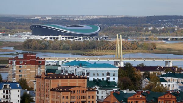 Вид на мост Миллениум и стадион Казань-Арена - Sputnik Казахстан