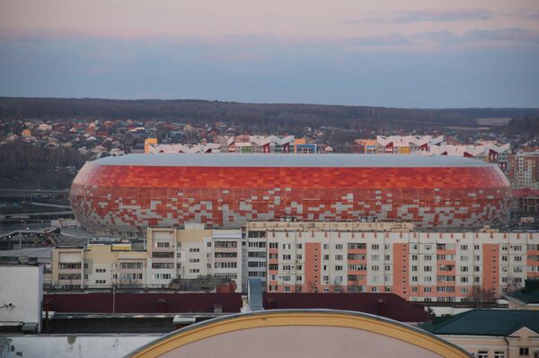 Вид на стадион Мордовия Арена с обзорной площадки на центральной площади Саранска - Sputnik Казахстан