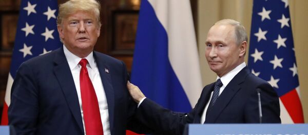 Встреча президента РФ Владимира Путина и президента США Дональда Трампа в Хельсинки Встреча президента РФ Владимира Путина и президента США Дональда Трампа в Хельсинки - Sputnik Казахстан