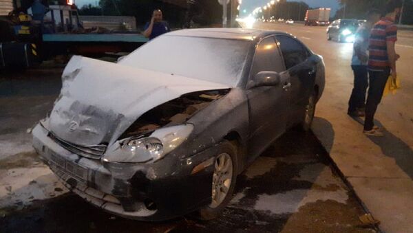 Авто сгорело дотла в результате аварии в Алматы - Sputnik Казахстан