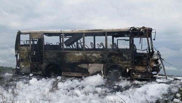 Рейсовый автобус сгорел дотла на севере Казахстана - Sputnik Казахстан