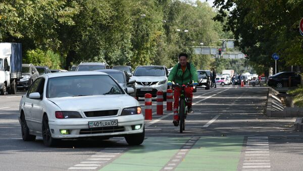 Защитные отбойники  появились у велодорожек в Алматы - Sputnik Казахстан