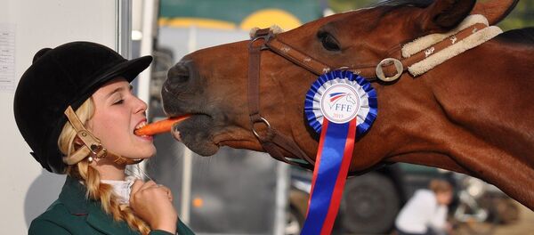 Девушка, лошадь и морковь Девушка, лошадь и морковь - Sputnik Казахстан