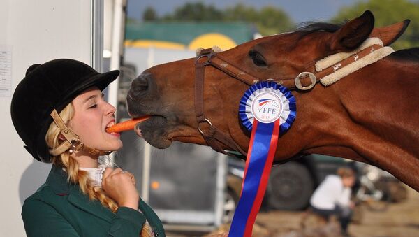 Девушка, лошадь и морковь - Sputnik Казахстан