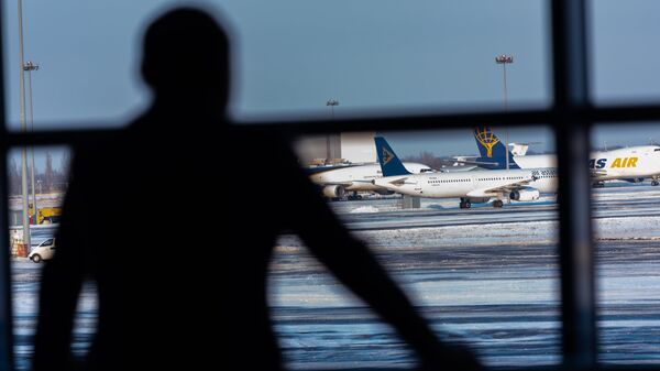 Пассажир смотрит на самолеты в аэропорту - Sputnik Казахстан