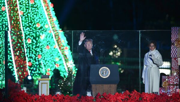 Президент США Дональд Трамп и его супругу Мелания Трамп на зажжении Национальной елки в Вашингтоне - Sputnik Казахстан