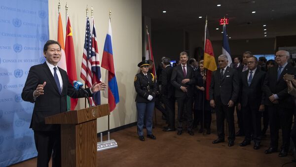 В штаб-квартире ООН состоялась церемония установки флагов новых участников Совета безопасности организации - Sputnik Казахстан