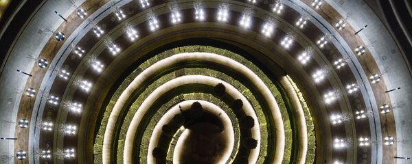 Деревья в парке у стадиона Краснодар, украшенные гирляндами - Sputnik Казахстан