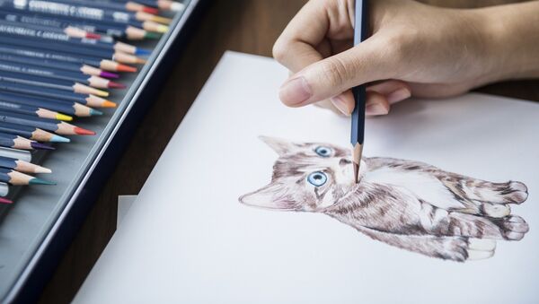 Рисунок с изображением кошки, иллюстративное фото - Sputnik Казахстан