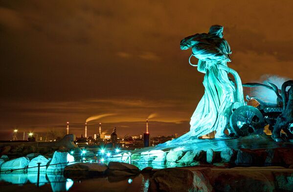 Вид на ночной Копенгаген, Дания - Sputnik Казахстан