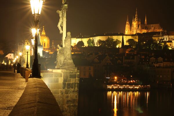 Вид на ночной город Прага, Чешская Республика - Sputnik Казахстан