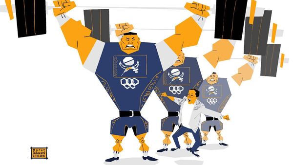 Карикатура Лондон, Пекин - так WADA доберется до Афин - Sputnik Казахстан
