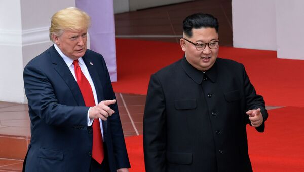 Ким Чен Ын и Дональд Трамп, архивное фото - Sputnik Казахстан