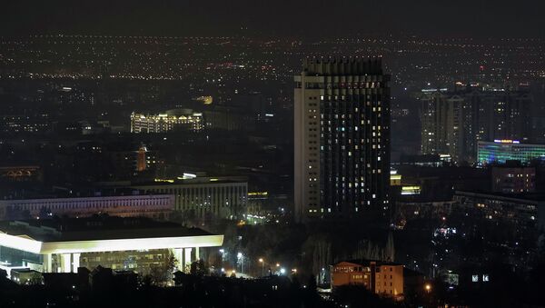 Гостиница Казахстан в Алматы во время акции Час Земли - Sputnik Казахстан