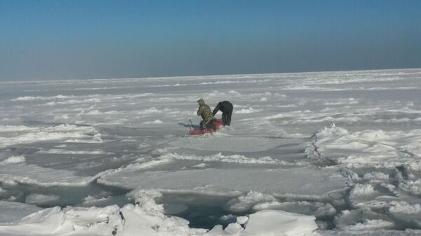 Рыбаки на льдине. Фото с места события - Sputnik Қазақстан