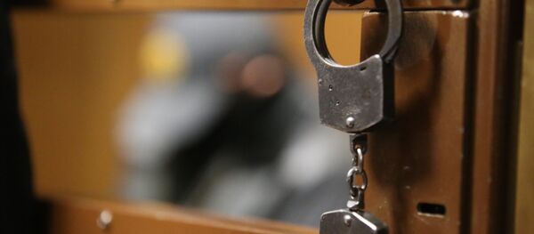 Наручники на двери клетки для подсудимых - Sputnik Казахстан